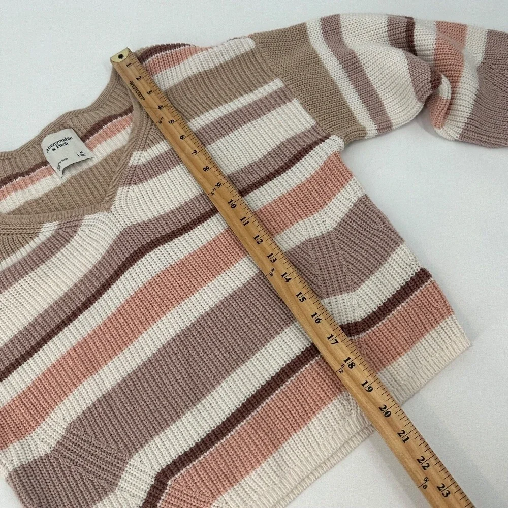 Abercrombie & Fitch Striped V-Neck Sweater Knit Pullover Casual Top‎ Size M